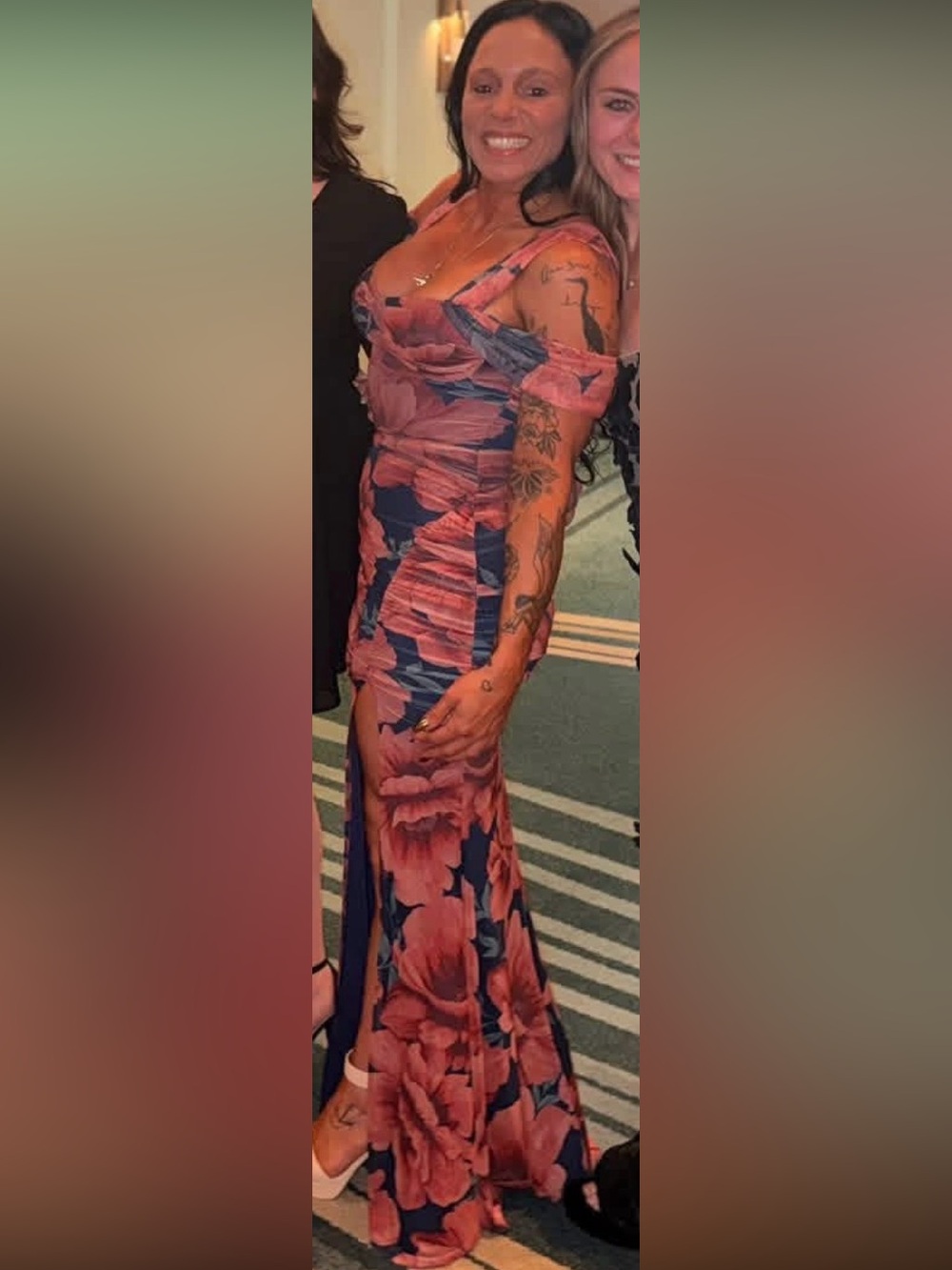 Windsor Coral and Navy Floral Bustier Dress - Picture 7 of 9